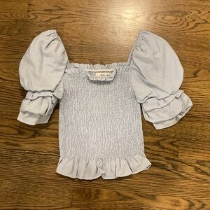 Super Cute DO+BE Light Blue Puff Sleeve Top